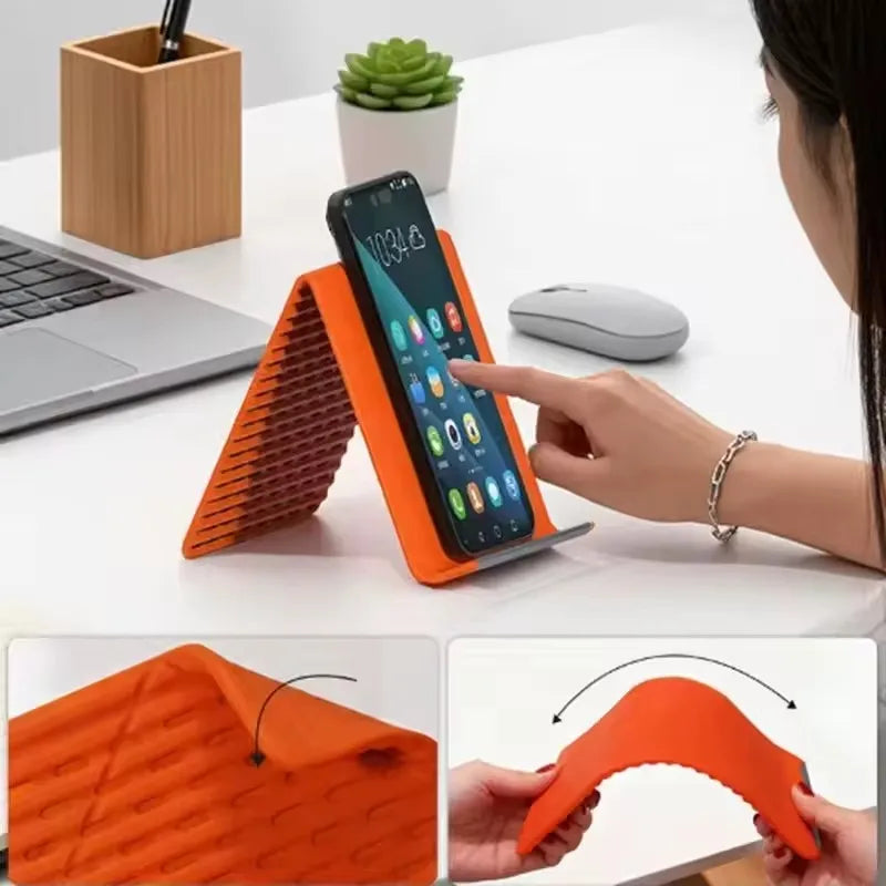 Lazy Portable Phone Stand Silicone Desktop Tablet Laptop Holder Creative Flexible Foldable Transforming Stand Travel Accessory