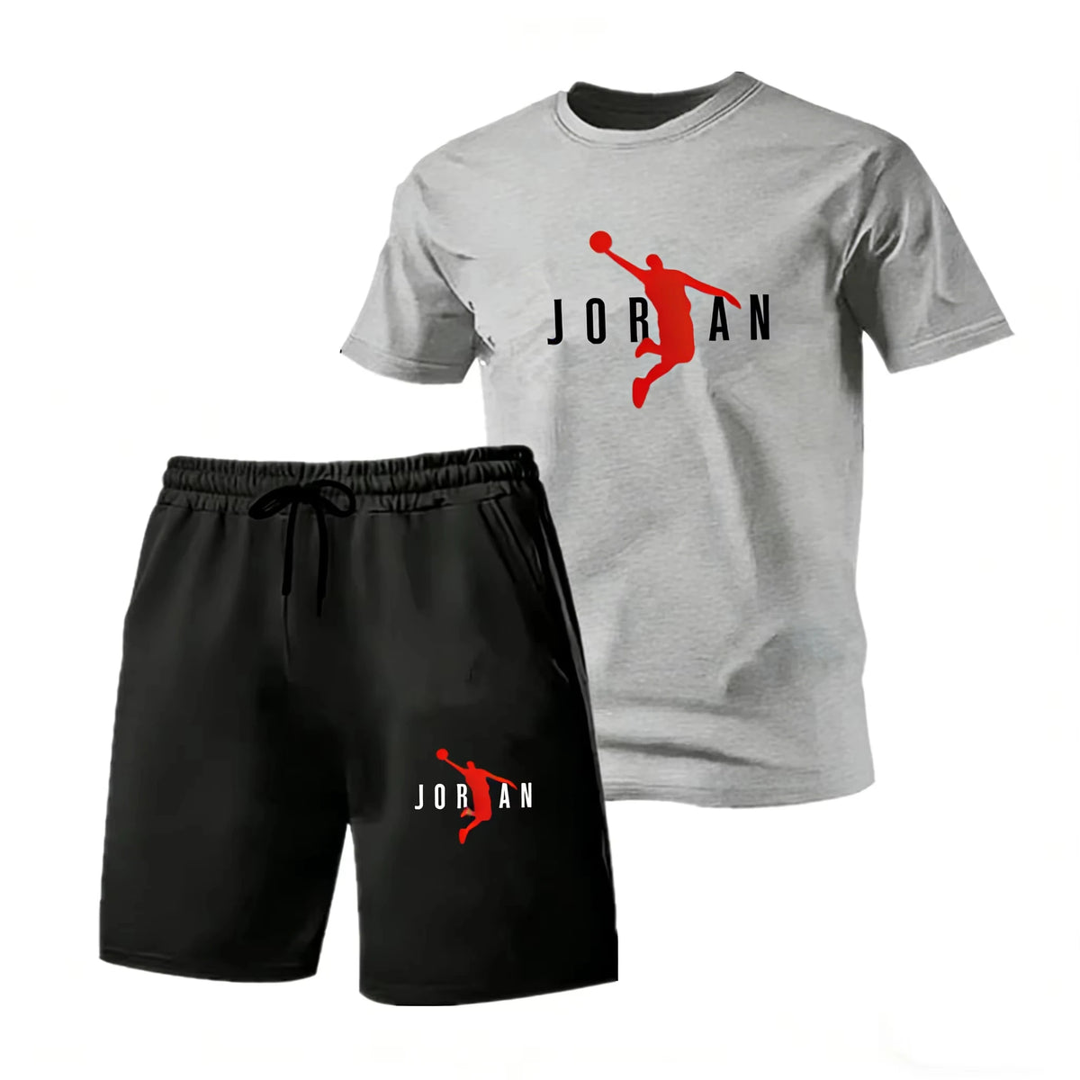 Summer Fashion Trendy Casual Sports Two Piece Set Men's Short sleeved T-shirt+Shorts Set Quick-drying