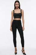 Black Leopard Print Leather Look Leggings