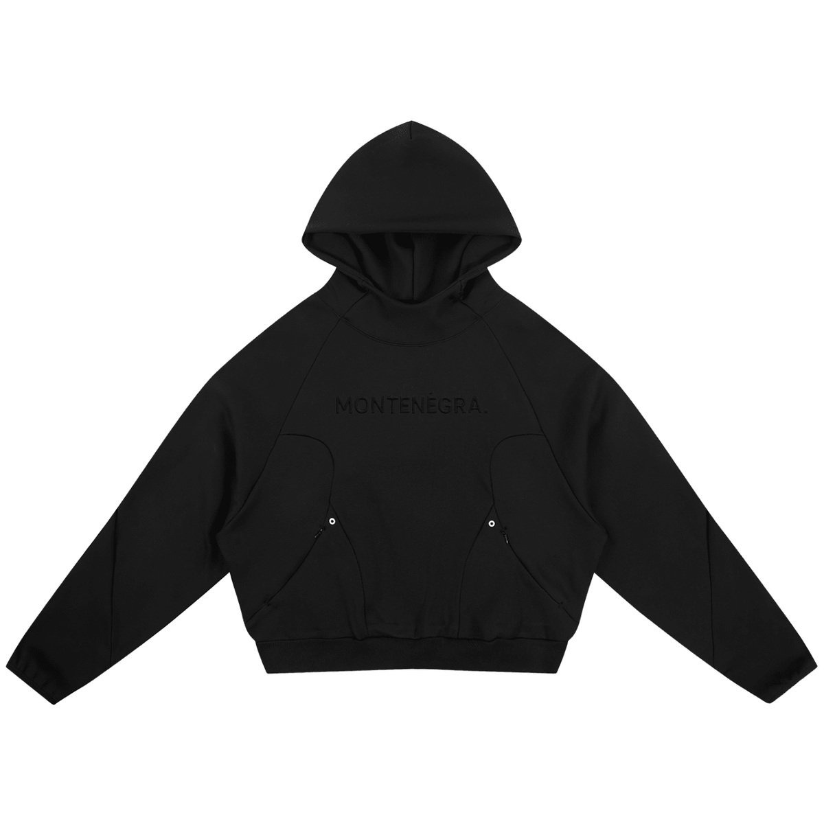 Montenégra Curved Panel Raglan Hoodie - Double Black