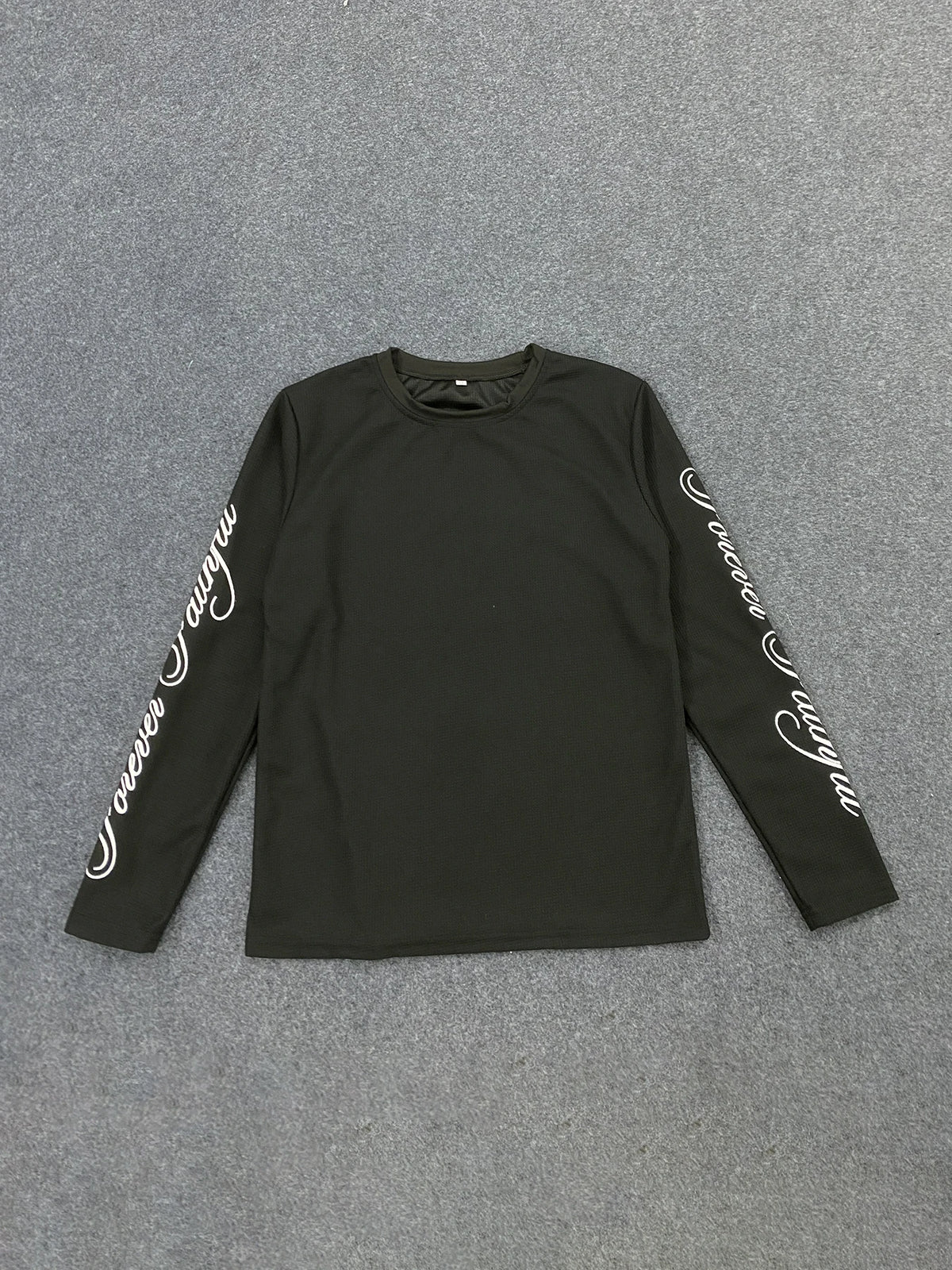 Street Retro Trend Loose Double Sleeved English Printed Round Neck Casual Long Sleeved T-Shirt